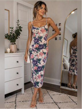 streetwear society floral dress M (8-10) Like new The square neckline and short sleeves create a graceful Streetwear Society Floral Dress